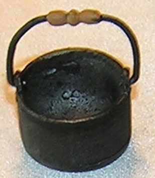 Dollhouse Miniature Pot/Wood Like Handle/Black